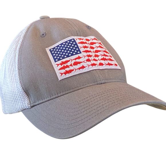 Columbia PFG Fish Flag Mesh Trucker Hat Outdoor Gorpcore Summer Americana July 4 - Picture 1 of 11